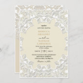 Uitnodigingen voor het bruiloft van White Rustic L (Voorkant / Achterkant)