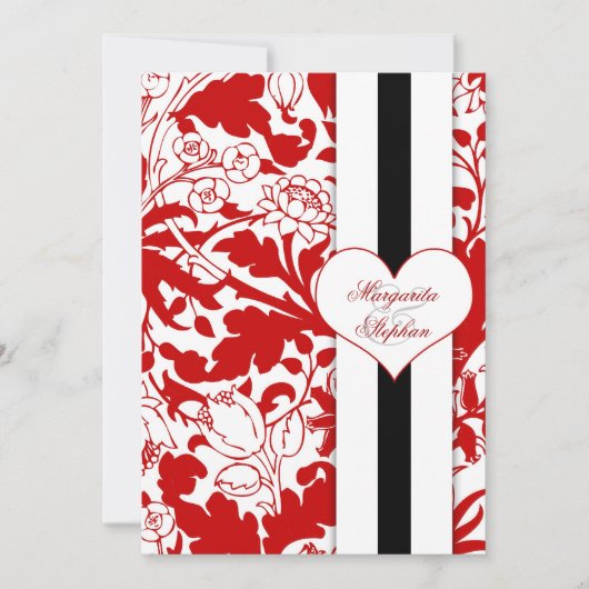 Uitnodigingen voor het diner van Damask Red Repeti (Voorkant)