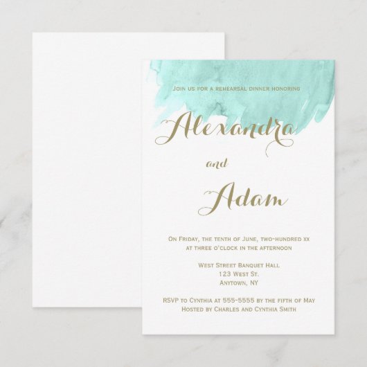 Uitnodigingen voor het diner van de groene waterve (Voorkant / Achterkant)