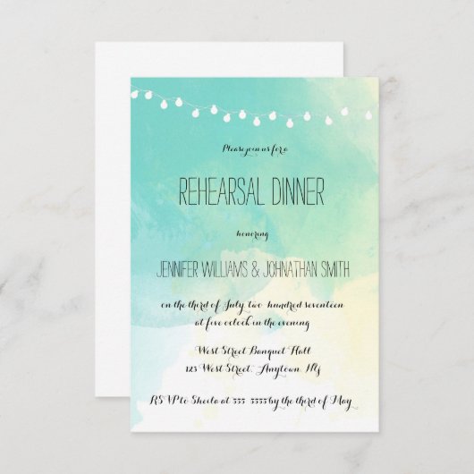 Uitnodigingen voor het diner van de repetitie van  (Voorkant / Achterkant)