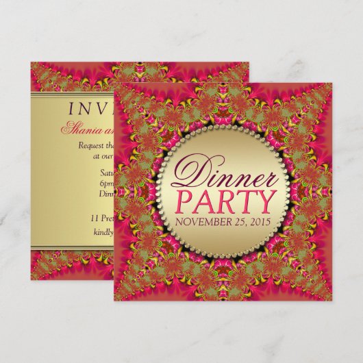 Uitnodigingen voor het diner van Lacy Eastern Fusi (Voorkant / Achterkant)