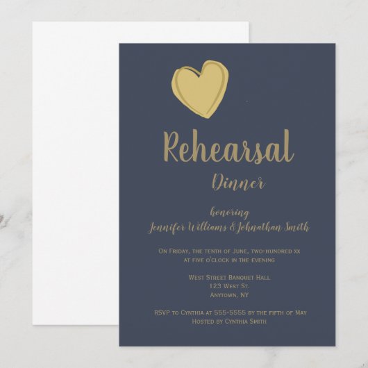 Uitnodigingen voor het dineren van een gouden make (Voorkant / Achterkant)