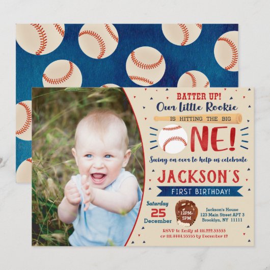 Uitnodigingen voor het eerste verjaardagsfeest van (Voorkant / Achterkant)