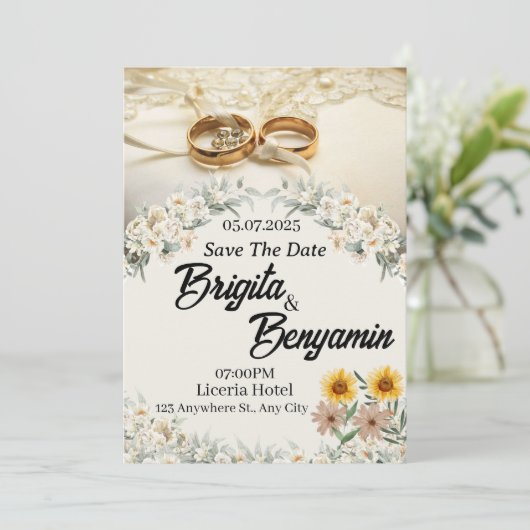 uitnodigingen voor het huwelijk (Staand voorkant)