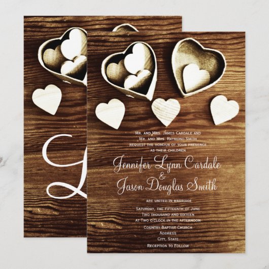 Uitnodigingen voor het huwelijk in Rustic Country  (Voorkant / Achterkant)