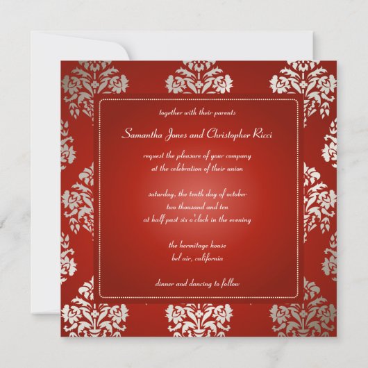 Uitnodigingen voor het huwelijk met Damascus/ruby  (Achterkant)