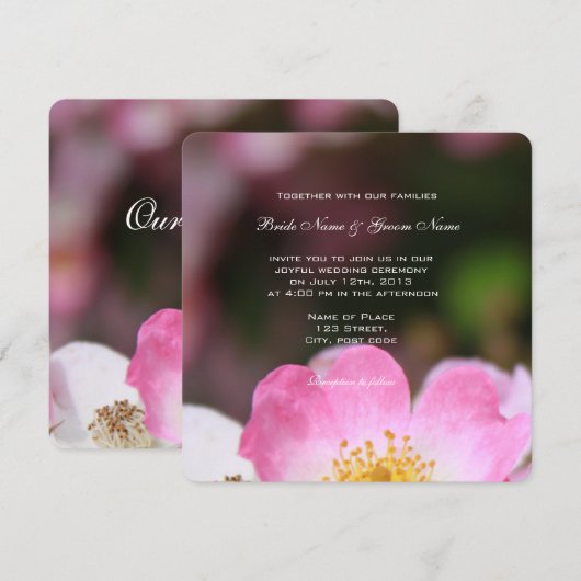  uitnodigingen voor het huwelijk met roze roze roz (Voorkant / Achterkant)