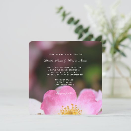  uitnodigingen voor het huwelijk met roze roze roz (Staand voorkant)