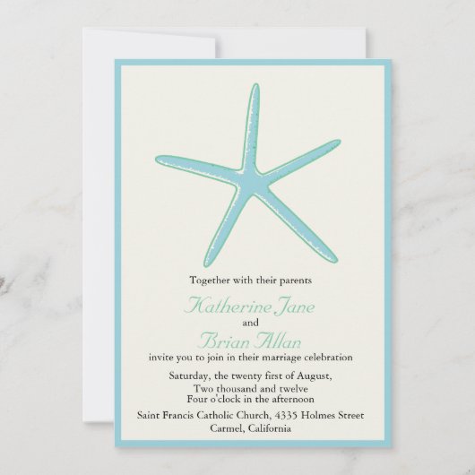 Uitnodigingen voor het huwelijk van Starfish Aquam (Voorkant)