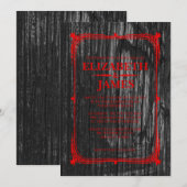 Uitnodigingen voor het huwelijk van zwarte en rode (Voorkant / Achterkant)