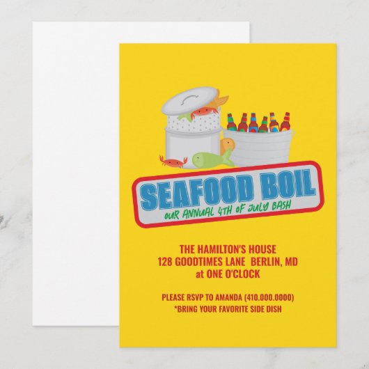 Uitnodigingen voor het jaarlijkse 4 juli-feest met (Voorkant / Achterkant)