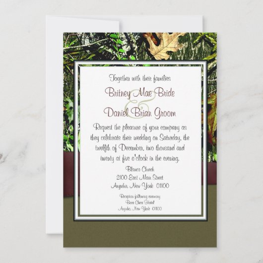 Uitnodigingen voor het jagen van Camo Wedding (Achterkant)