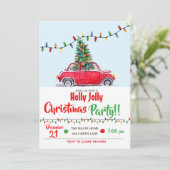 Uitnodigingen voor het kerstfeest Holly Jolly (Staand voorkant)