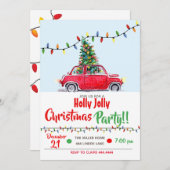 Uitnodigingen voor het kerstfeest Holly Jolly (Voorkant / Achterkant)