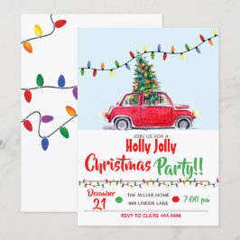Uitnodigingen voor het kerstfeest Holly Jolly