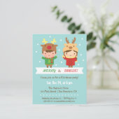 Uitnodigingen voor het Kinder kerstfeest van de re (Staand voorkant)