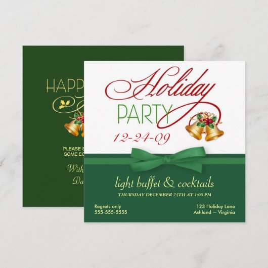 Uitnodigingen voor het Open House-kerstfeest (Voorkant / Achterkant)