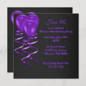 Uitnodigingen voor het paarse ballonfeest (Voorkant / Achterkant)
