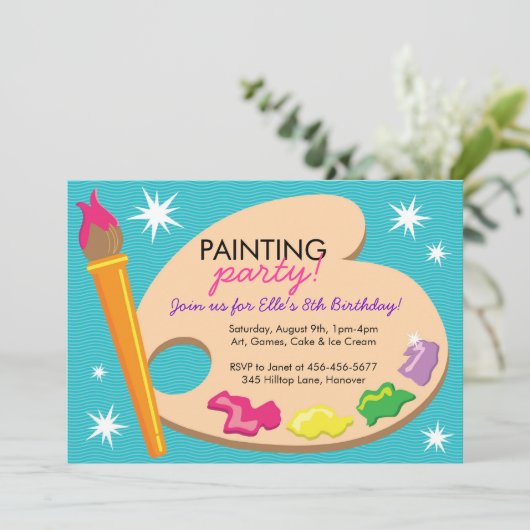Uitnodigingen voor het schilderen en maken van fee (Staand voorkant)