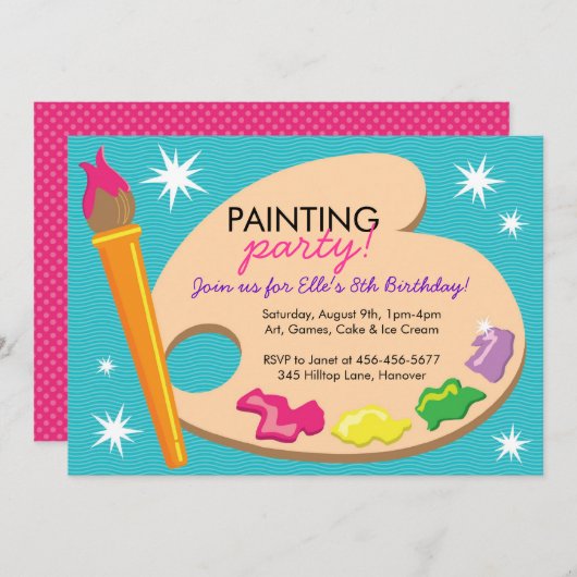 Uitnodigingen voor het schilderen en maken van fee (Voorkant / Achterkant)