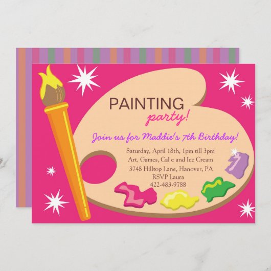 Uitnodigingen voor het schilderen en maken van fee (Voorkant / Achterkant)