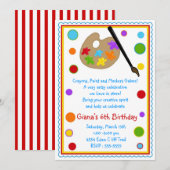 Uitnodigingen voor het schilderen van de Birthday  (Voorkant / Achterkant)