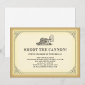 Uitnodigingen voor het 'Shoot the Cannon' feest (Voorkant / Achterkant)