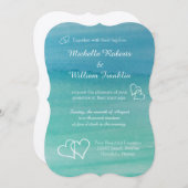 Uitnodigingen voor het strandbruiloft van Aqua Blu (Voorkant / Achterkant)