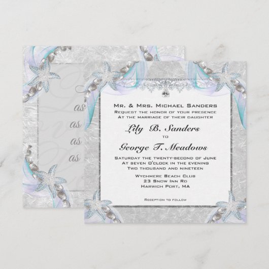 Uitnodigingen voor het strandhuwelijk (Voorkant / Achterkant)