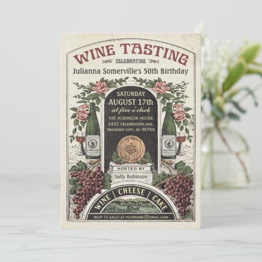 Uitnodigingen voor het testen van wijn v.2 (Staand voorkant)