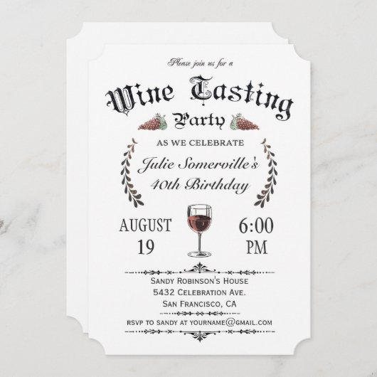 Uitnodigingen voor het testen van wijn () v.2 (Voorkant / Achterkant)