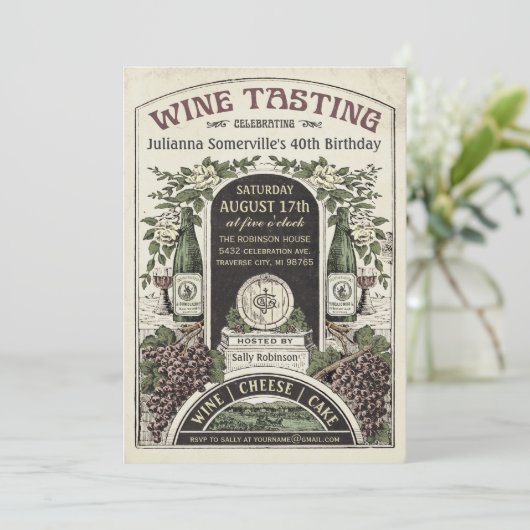 Uitnodigingen voor het testen van wijn () v.3 (Staand voorkant)