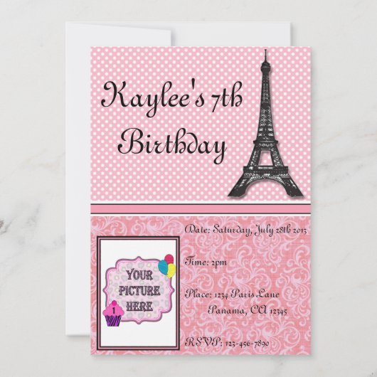 Uitnodigingen voor het thema Parijs - met afbeeldi (Achterkant)