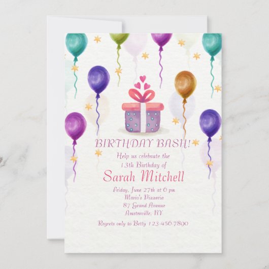 Uitnodigingen voor het verjaardagsfeest (Voorkant)