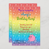 Uitnodigingen voor het vieren met regenboogharten (Voorkant / Achterkant)