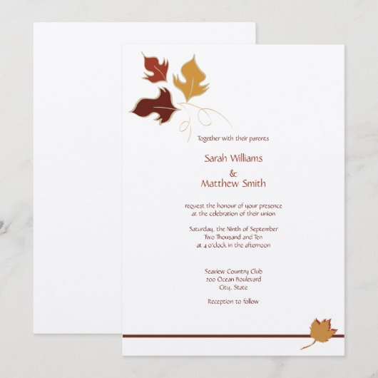 Uitnodigingen voor het vieren van de herfst (Voorkant / Achterkant)