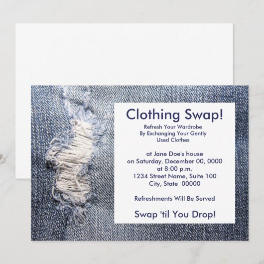 Uitnodigingen voor het wisselen van kleding (Voorkant / Achterkant)