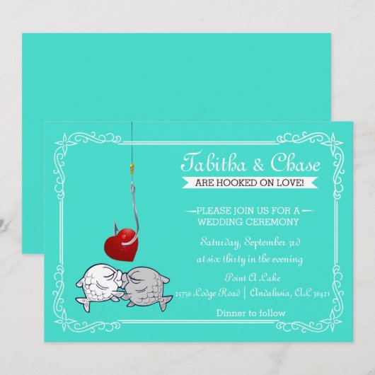 Uitnodigingen voor het zoenen van visweddenschappe (Voorkant / Achterkant)