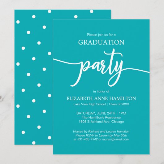 Uitnodigingen voor High School Graduation Party (Voorkant / Achterkant)
