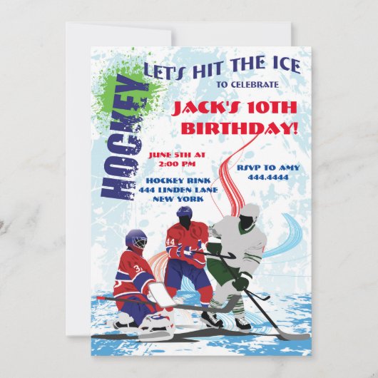Uitnodigingen voor Hockey Sports Birthday Party (Voorkant)