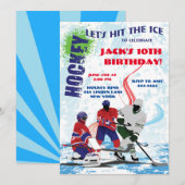 Uitnodigingen voor Hockey Sports Birthday Party (Voorkant / Achterkant)