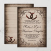 Uitnodigingen voor Hoefijzer van Rustic Country We (Voorkant / Achterkant)