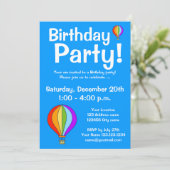 Uitnodigingen voor hotair ballon Birthday (Staand voorkant)