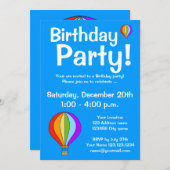 Uitnodigingen voor hotair ballon Birthday (Voorkant / Achterkant)