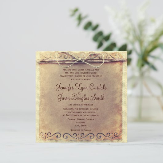 Uitnodigingen voor huwelijk in Rustisch land (Staand voorkant)