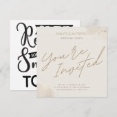 Uitnodigingen voor huwelijksfeest - bewaar de datu (Voorkant / Achterkant)