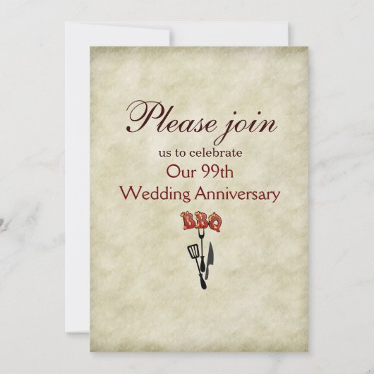 Uitnodigingen voor huwelijksjubileum BBQ-feest (Achterkant)