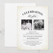 Uitnodigingen voor huwelijksjubileum met Sparkle-f (Voorkant / Achterkant)