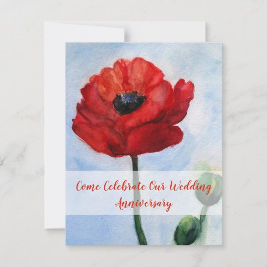 Uitnodigingen voor huwelijksverjaardag, rode klapr (Voorkant)
