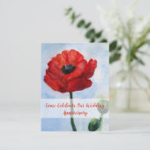 Uitnodigingen voor huwelijksverjaardag, rode klapr (Staand voorkant)